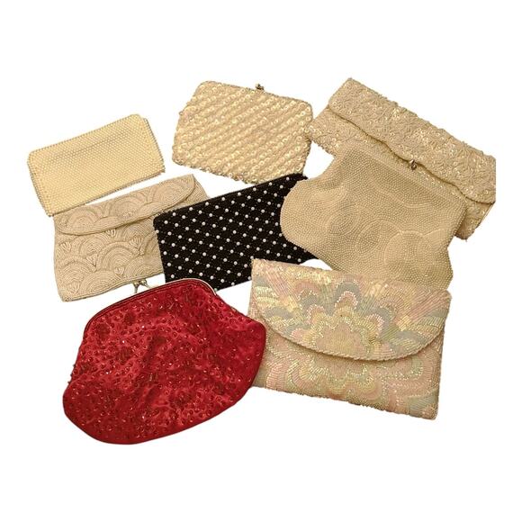 Vintage Handbags - Lot Of 8 Vintage Seed Bead Purses Some May Have Missing Beads Or Stains Or Flaws